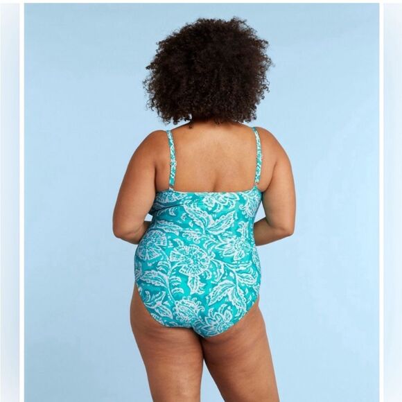 L.L. Bean x Summersalt NEW Seascape Sweetheart One Piece Swimsuit Blue Batik - Picture 3 of 8